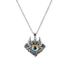 Antique Evil Eye Pendant Necklace For Women Men Creative Punk Hollow Star Colorful Eyeball Connect Choker Chain Jewelry