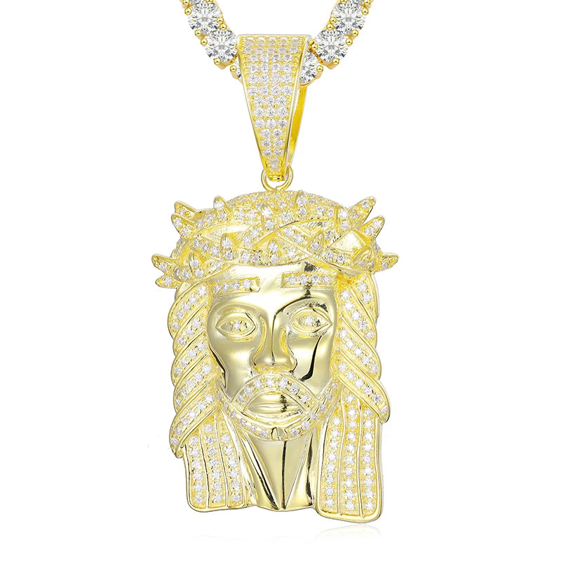 TUHE Unisex Iced Out Jesus Pendants VVS1 Moissanite Pendants Necklace Silver 925 For Men Hip Hop Jewelry
