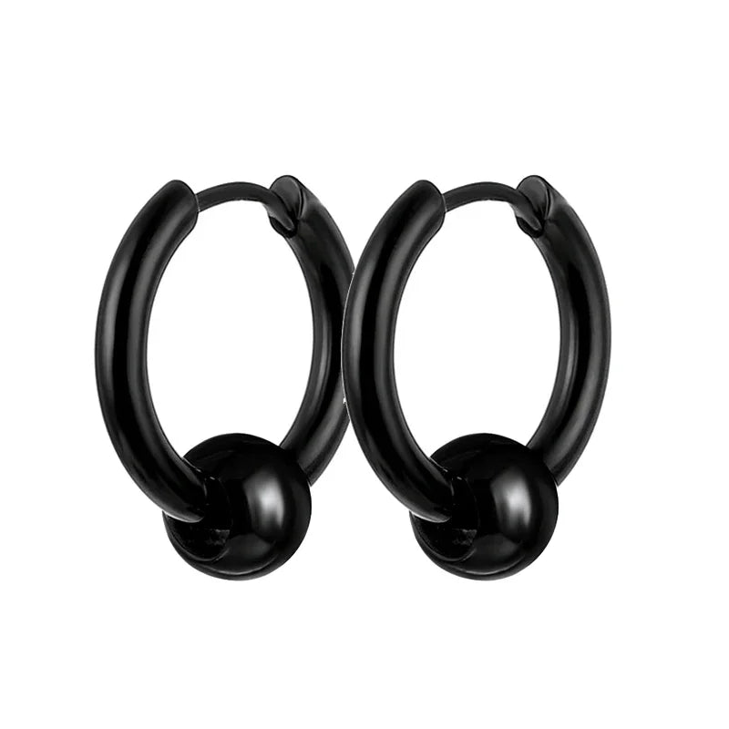 Feather Dangle Huggie Hoop Earrings for Men — Stainless Steel