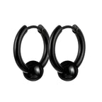 Feather Dangle Huggie Hoop Earrings for Men — Stainless Steel