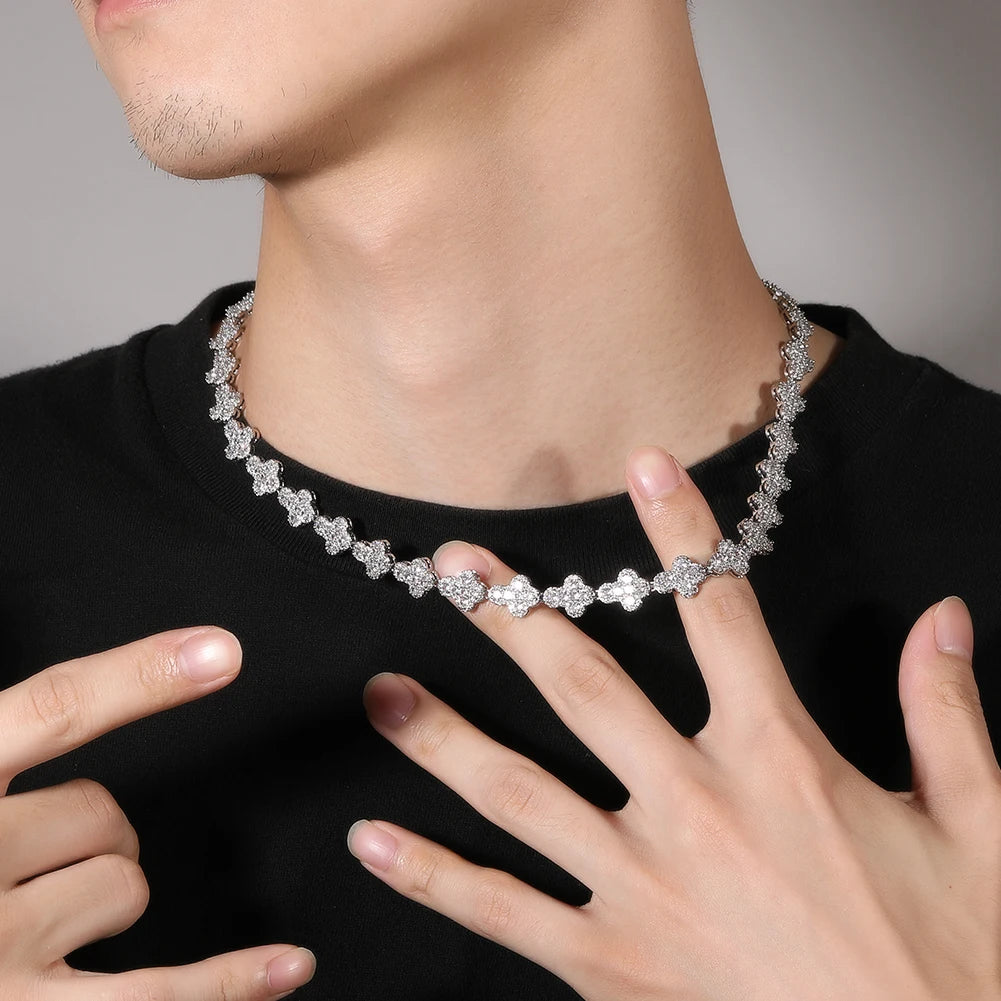 UWIN Tennis Chain Necklace with Full Iced Star/Cross CZ Stones Fashion Luxurious Choker Hip Hop Jewelry for Gift