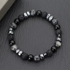Stone Bead Strand Bracelet for Men — Blue, Black & Brown Options