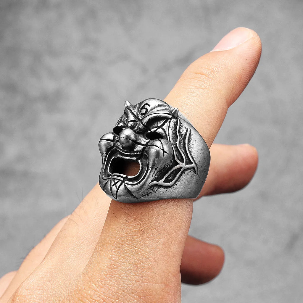 Hannya Skull Ring Black — Stainless Steel