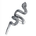 Gothic Snake Adjustable Ring — Silver-Tone Zinc Alloy