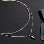 1 piece, men's stainless steel stacked necklace, hip-hop stainless steel round tip cone hanging  necklace, friend gift.jvv