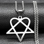 Hip Hop Rock Music Him Heartagram Star Heart Necklace for Women Men Stainless Steel Y2k Black Metal Band Goth Punk Chain Jewelry