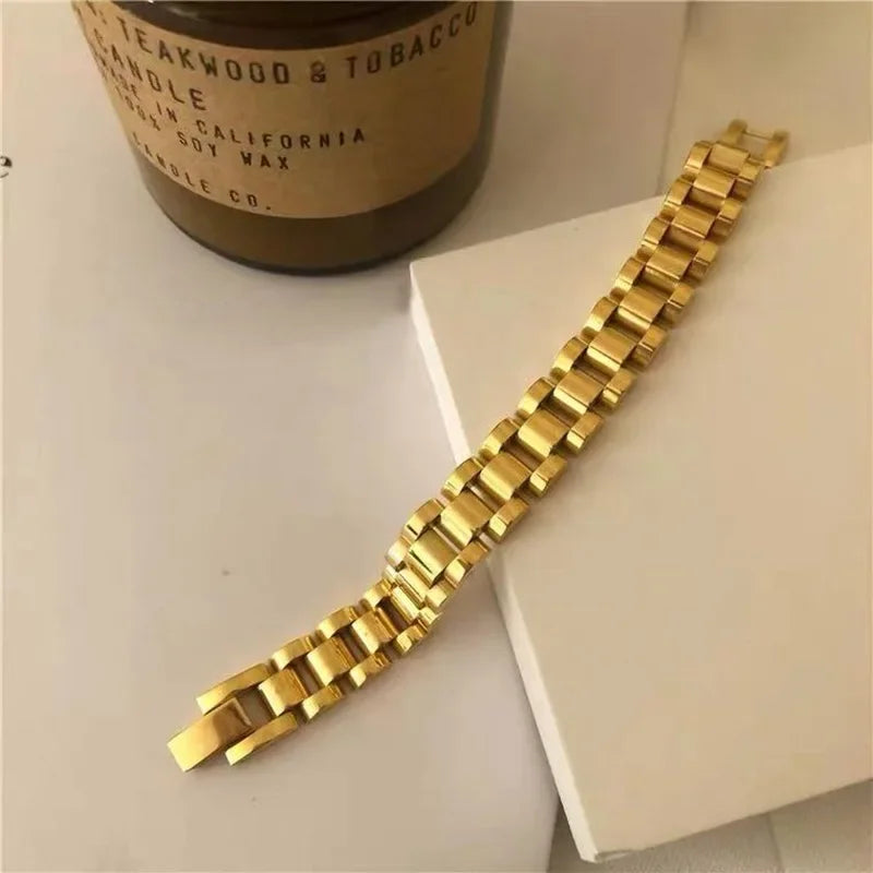 Gold Watchband Adjustable Chain Bracelet — Stainless Steel