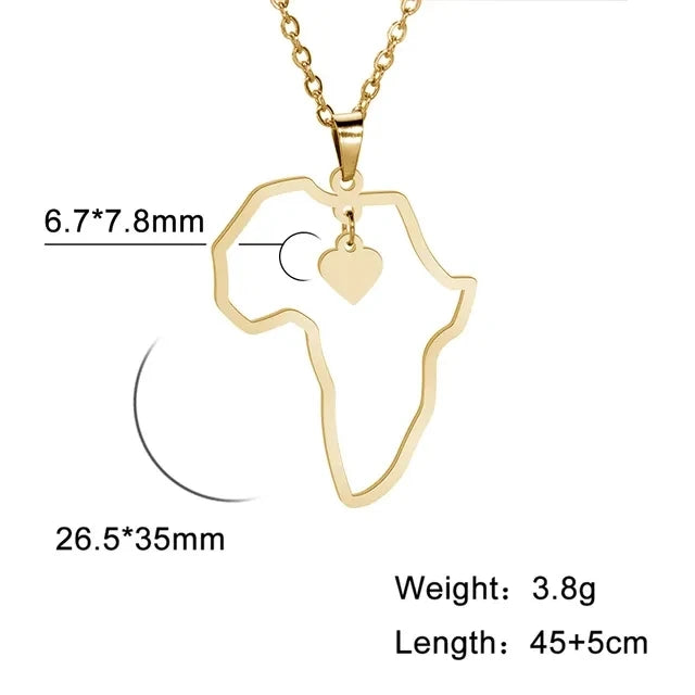 Africa Map Animals Pendant — Stainless Steel