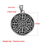 Norse Viking Rune Round Pendant Necklace — Stainless Steel