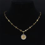 Saint Expeditus Archangel Gabriel Stainless Steel Crystal Michael Cross Chain Necklace Holy Sacred Heart of Jesus
