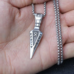 Silver Norse Rune Arrow Pendant Necklace Viking