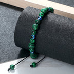 6 8mm Natural Stone Beads Bracelet for Women Men Blue Turkish Evil Eye Braided Chain Bangle Lucky Couple Jewelry Gift