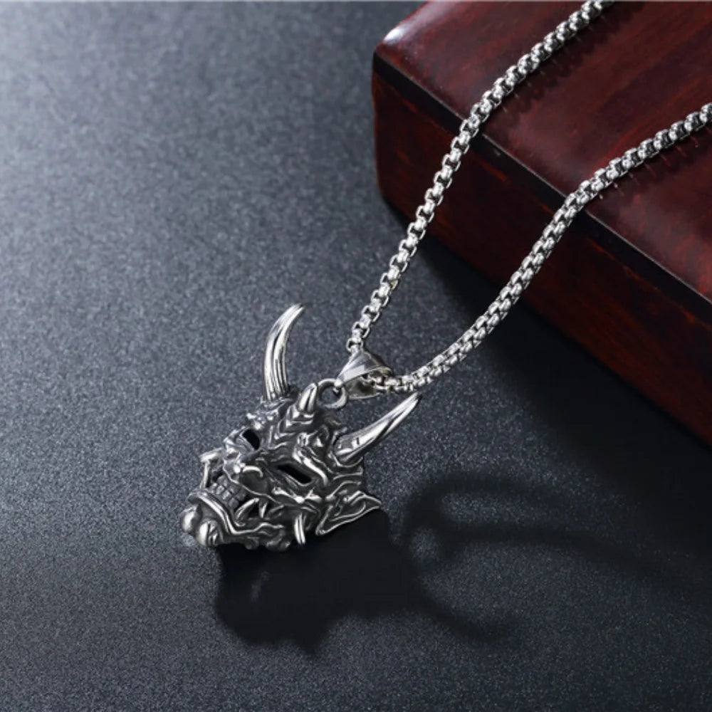 Samurai Devil Mask Pendant Necklace