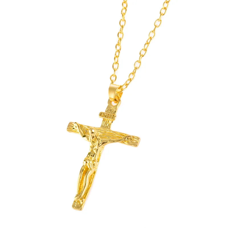 New Explosive Trendy Easter Jesus Cross Men's Necklace Pendant Light Luxury Fashion Trend Niche Men's Necklace Gift