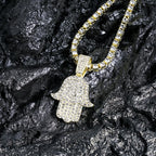 Men's Women Hip Hop Hamsa Hand Pendants Necklaces With 4mm Crystal Tennis Chain Punk  Rapper Jewelry Hiphop Style Couple Gifts