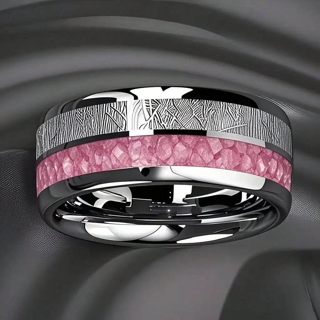 Blue Abalone Shell Inlay Rings for Men, Fashion 8mm Black Brushed Men Stainless Steel Rings, Wedding Band Jewelry Gift