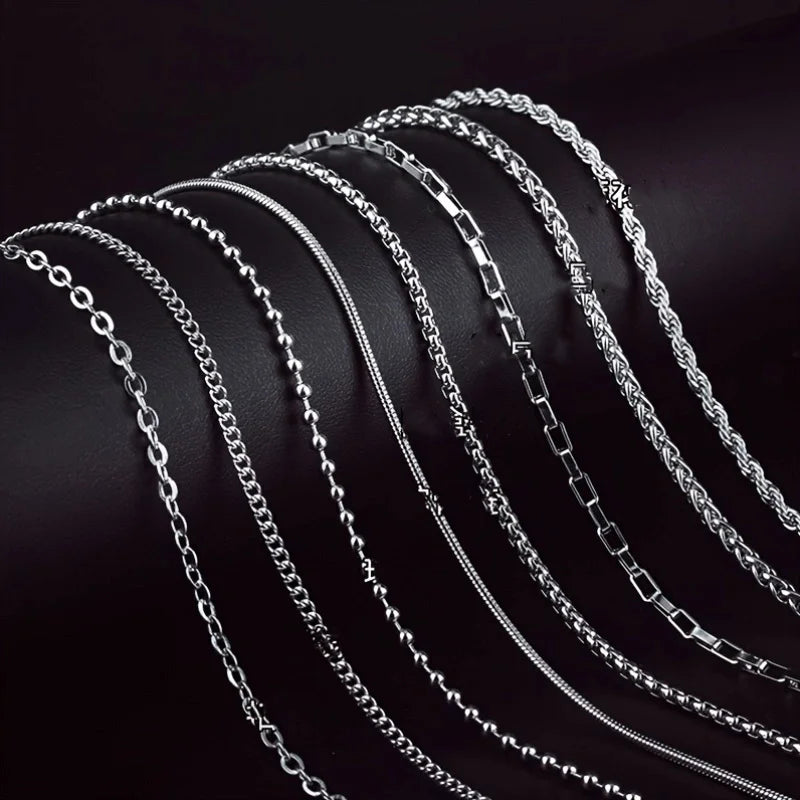 8Pieces Men Stainless Steel Necklace Set Stylish & Durable Accessories for Casual Wear ldeal Gift for Trendsetters