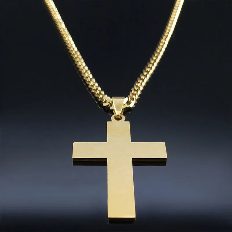 Cross Steel Pendant 316L Cuban Style Waterproof