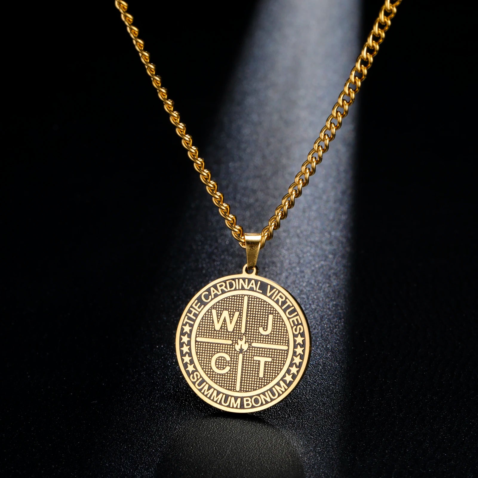 Memento Mori Stoic Medallion Pendant Necklace