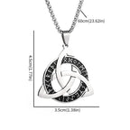 Stainless Steel Trinity Celtic Knot Nordic Rune Pendant Necklace Retro Ethnic Style Irish Knot Lucky Amulet Jewelry for