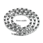 4/5mm 1 Row Black White Crystal Cz Stone Tennis Chain Hip Hop Choker Necklace Bling Iced Out Rock Jewelry For Men Women 18inch