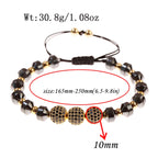 Luxury Micro Pave CZ 8mm Disco Charm Men Bracelet Classic Hematite Beaded Woven Bracelets Bileklik Women Jewelry