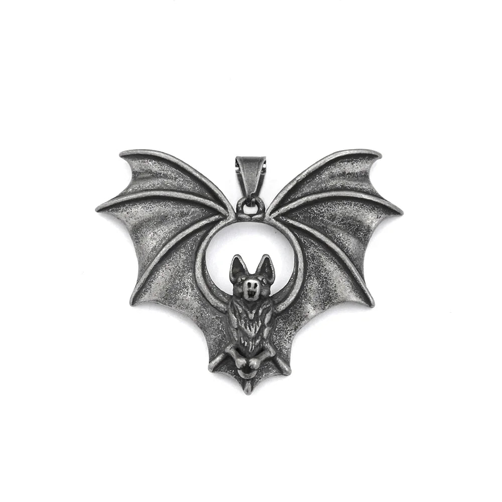 Vintage Black Bat Pendant Necklace For Men 316L Stainless Steel Punk Hip Hop Animal Necklaces Party Jewelry Gifts