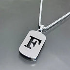 Initial Letter Tag Pendant Necklace — Stainless Steel