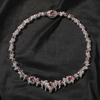 UWIN Iced Out Silver Color Red Eyes Chain Necklaces for Women Men Thrilled Claws Cubic Zirconia Hip Hop Jewelry for Gift