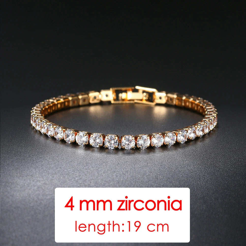 ZHOUYANG Tennis Bracelets For Women Simple Luxury Round Crystal Gold Color Bangle Chain Wedding Female Gift Wholesale Jewelry