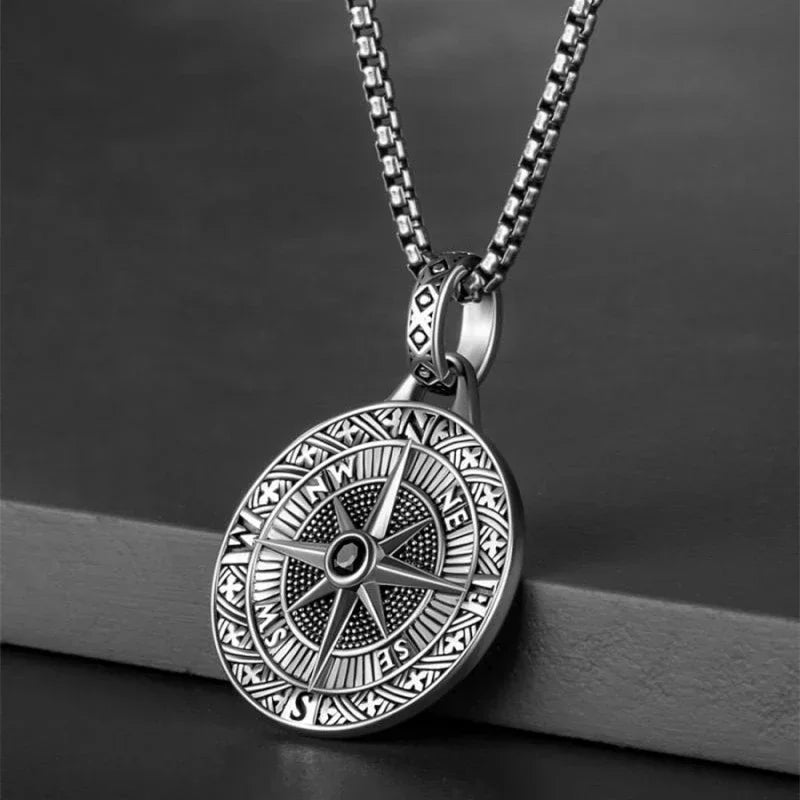 Quality Fashionable Medal Necklace Pendant Pirate Ship Compass Personality Men's Necklace Pendant Hip Hop Jewelry Trend