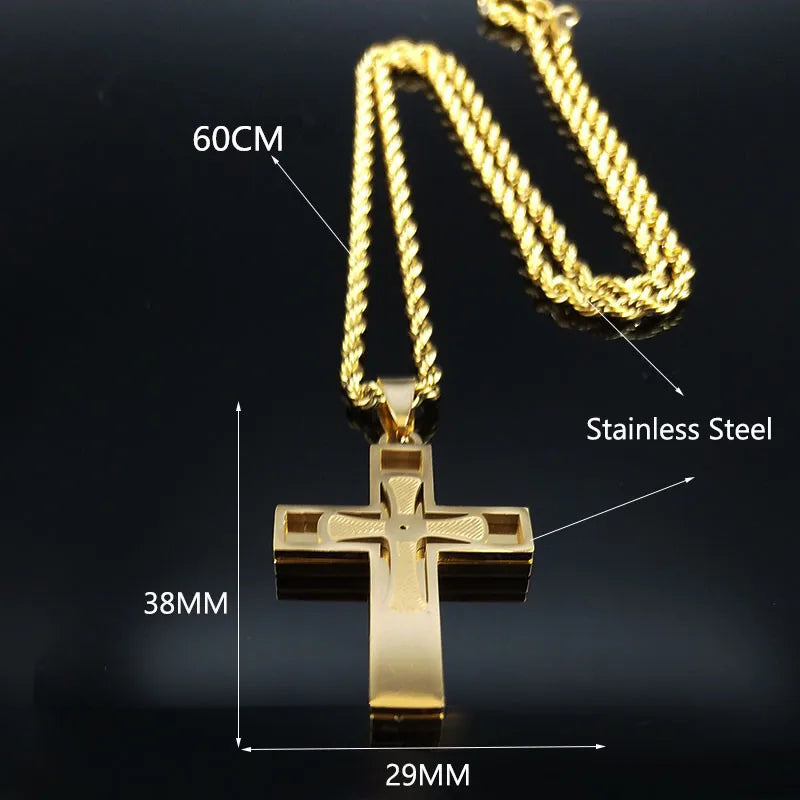 Big Cross Pendant Necklace — Gold