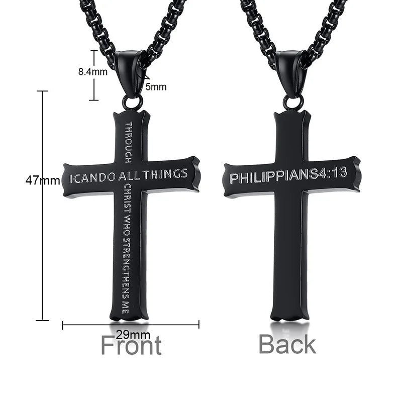 Catholic Cross Stainless Steel Pendant Necklace
