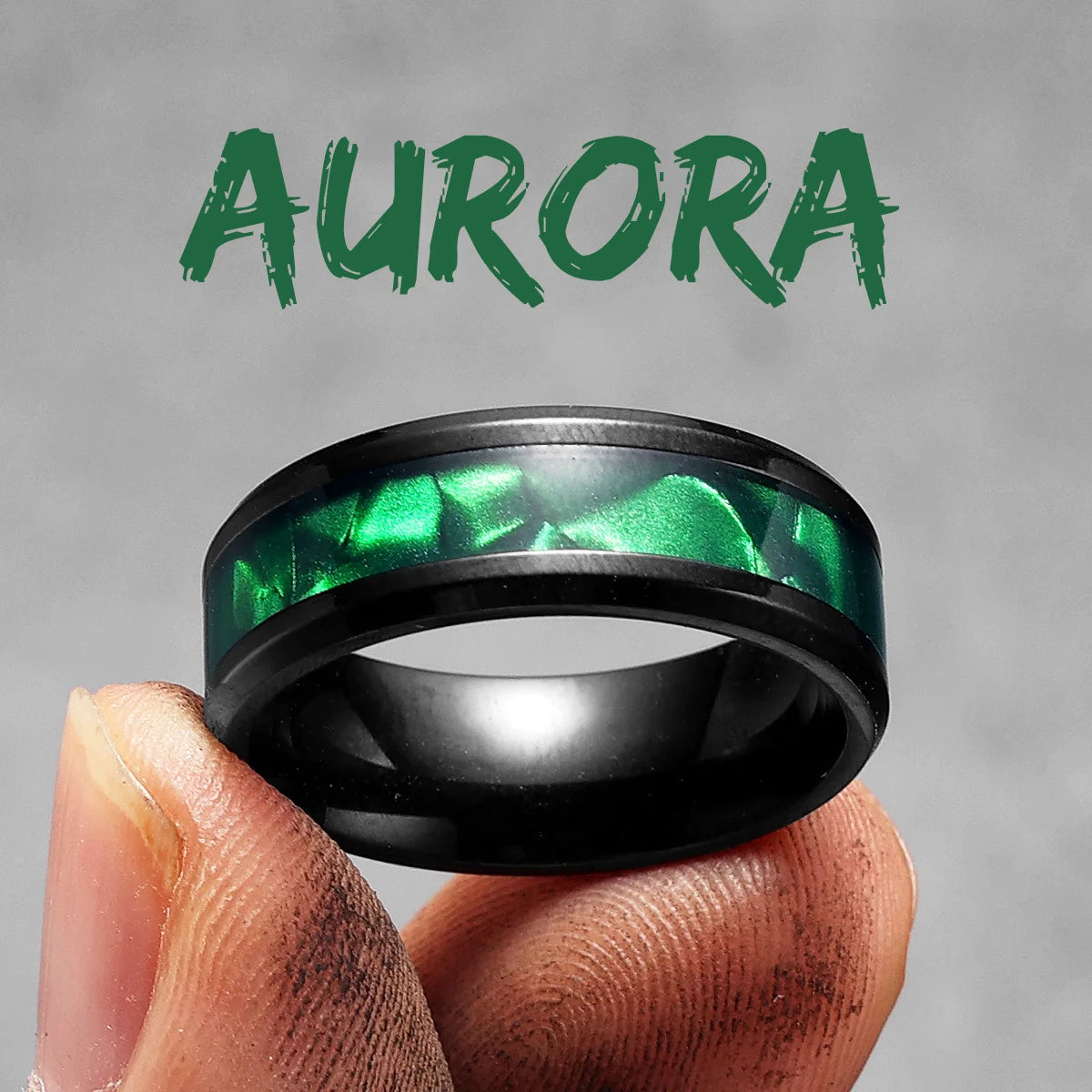 Black Aurora Ring Stainless Steel