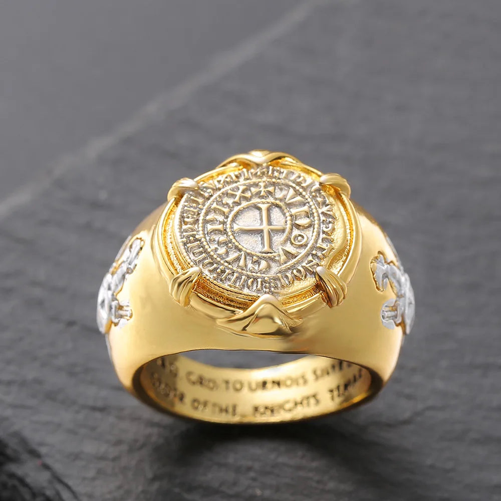 Crusader Valiant Gold Coin Ring — Two-Tone Metal