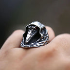 Unique Design Vintage Olecranon Crow Grim Reaper Skull Zircon Rings For Men Boys Punk Creative Personality Jewelry