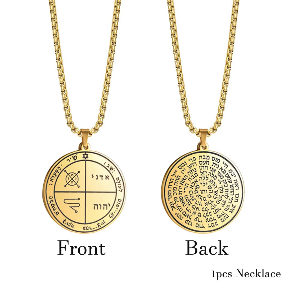 EUEAVAN Key of Solomon Necklace Double Side Third Pentacle of the Venus Protection Love Stainless Steel Necklaces Amulet Jewelry