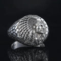 Indian Chief Biker Ring — 925 Silver