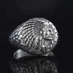 Indian Chief Biker Ring — 925 Silver