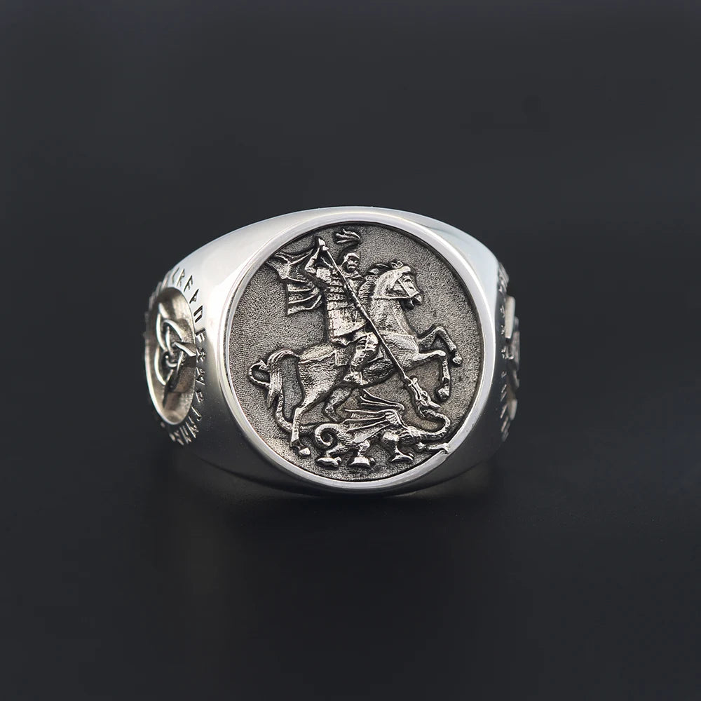 St. George Dragon Ring — 925 Silver