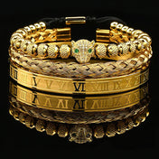 Leopard Head Roman Enamel Bangle Set — Stainless Steel