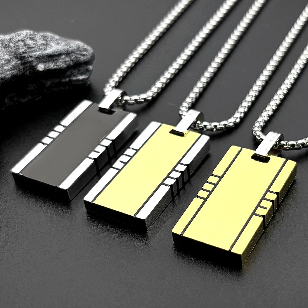Hiphop Titanium Steel Dog Tag Pendant Necklace For Women Men Stainless Steel Gold Color Punk Male Square Chain Jewelry