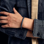HX Mens Black Rattan Mobius Loop Bracelet Unique Vintage Style Adjustable Open Cuff Fashion Accessory