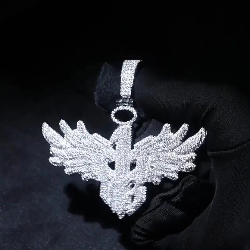 Men's Personality Is Cool, Ha's New Large Wing Pendant, Copper Inlaid Zircon Fashionable Street Necklace Trend