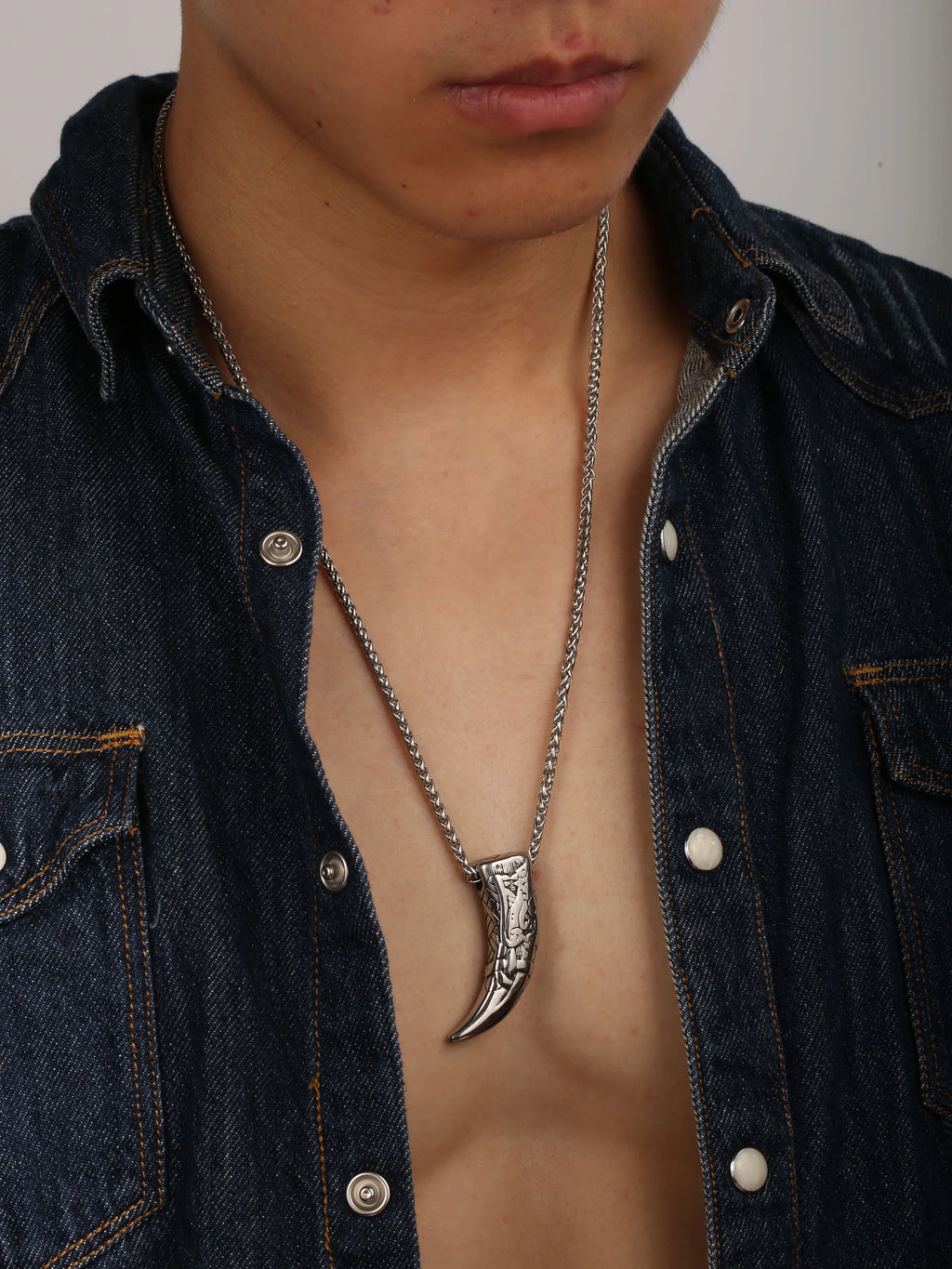 Viking Wolf Teeth Pendant — Stainless Steel