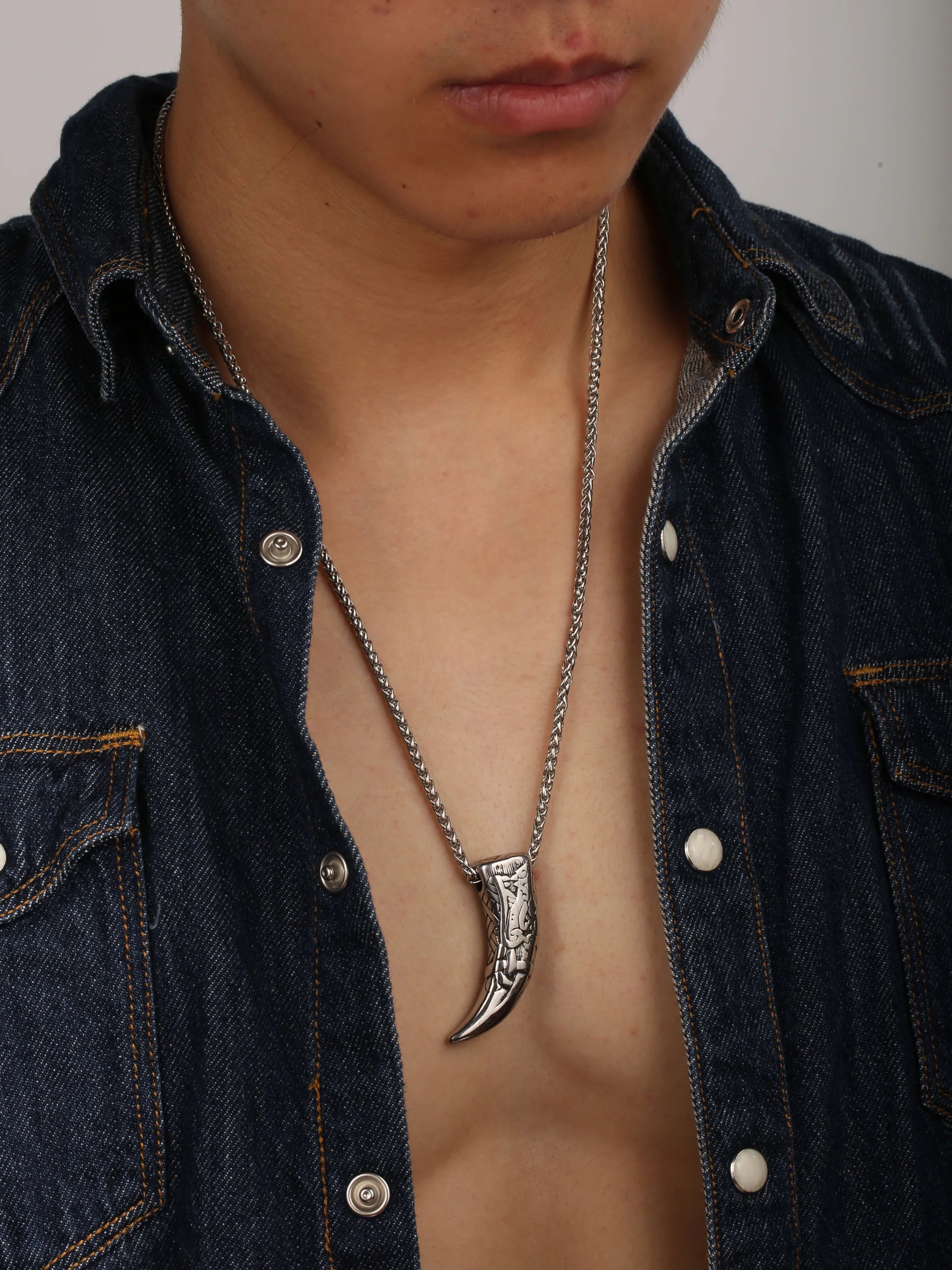 Viking Wolf Teeth Pendant — Stainless Steel