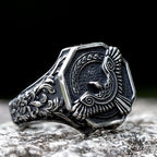 2023 New Amulet 316L Stainless Steel Norse Mythology Flying Eagle Ring For Man Women Viking Pattern Jewelry Party Gift