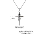 Men's Sword Cross Necklace,Short Sword Stainless Steel Pendant Necklace,Rock Punk Jewelry Gift