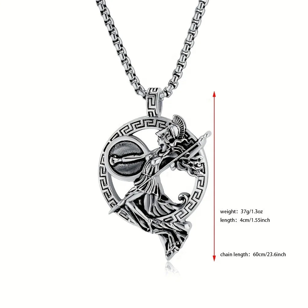 Greek Mythology Athena Sparta Pendant Necklace — 60cm Chain
