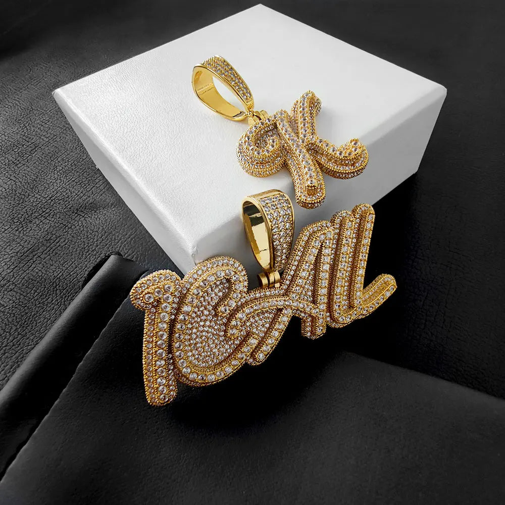 Iced Out Letter Pendant Name Statement